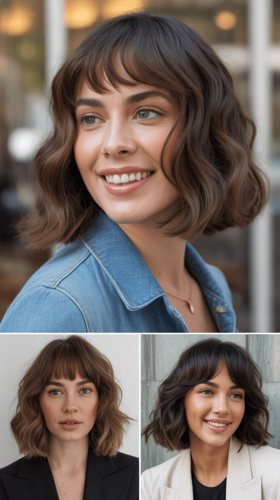 Sleek Wavy Bob With Long Blunt Bangs