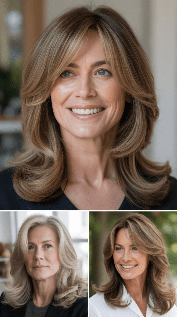 Layered Curtain Bangs with Long Waves