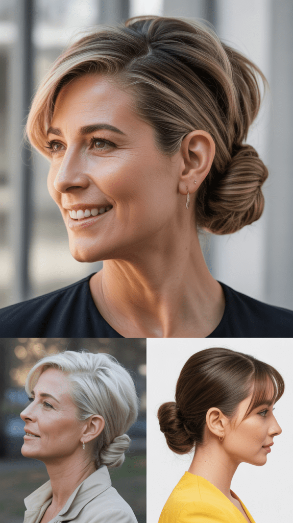 Textured Low Bun with Face-Framing Pieces