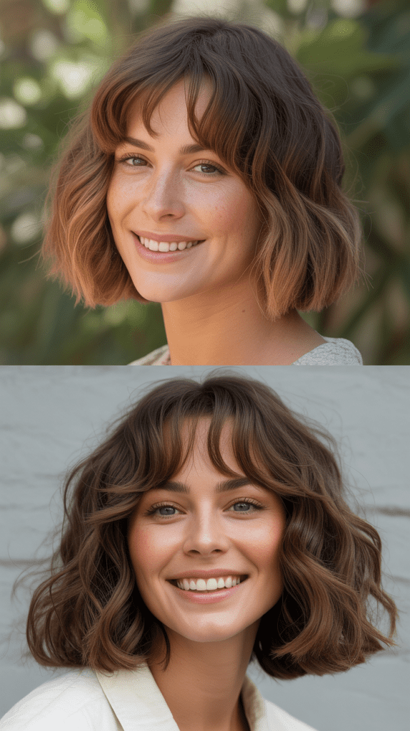Romantic Wavy Bob With Long Soft Bangs