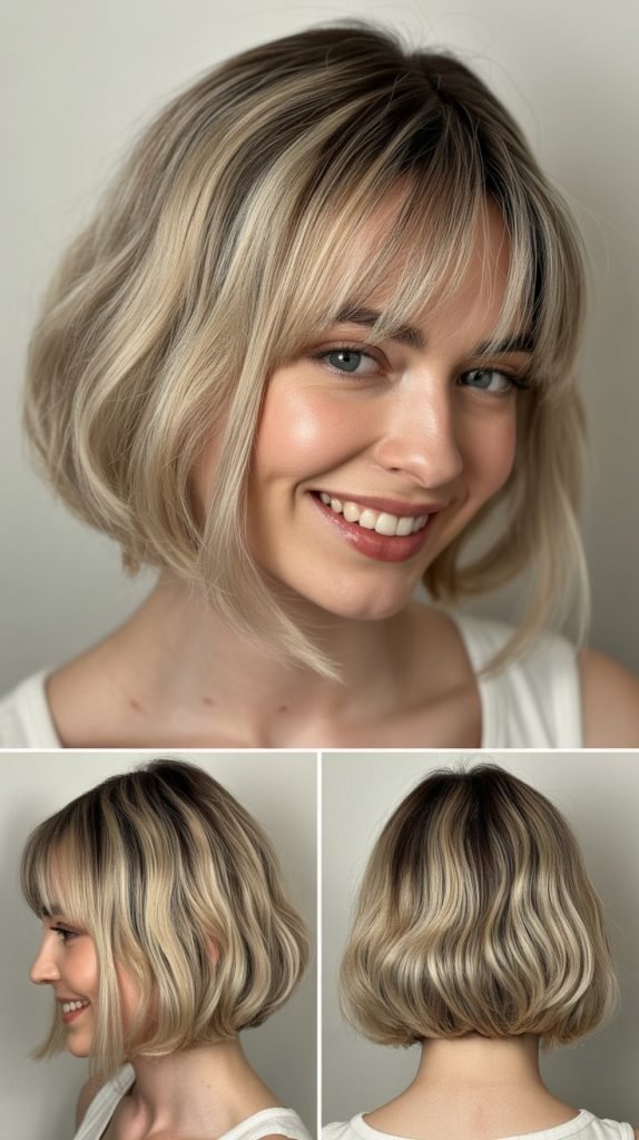 Graduated Bob with Wispy Curtain Fringe