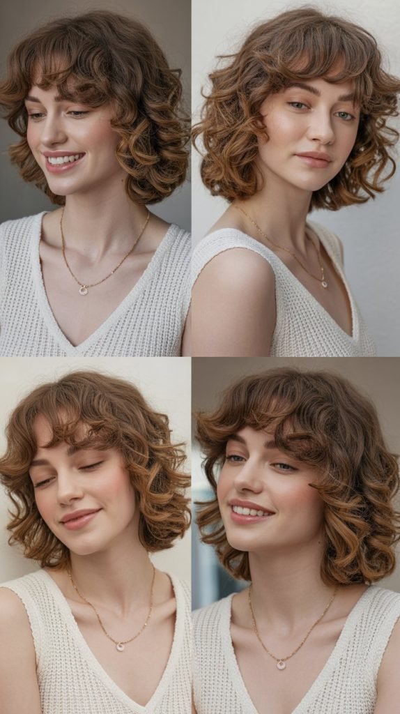 Soft Curls with Romantic Curtain Bangs