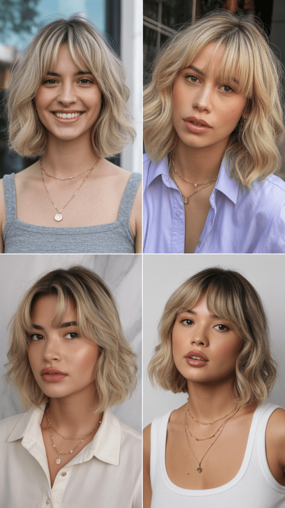 . Choppy Platinum Bob with Textured Side Fringe