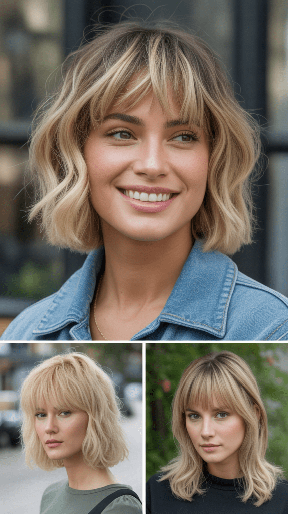 Choppy Medium Blonde Cut with Piecey Bangs
