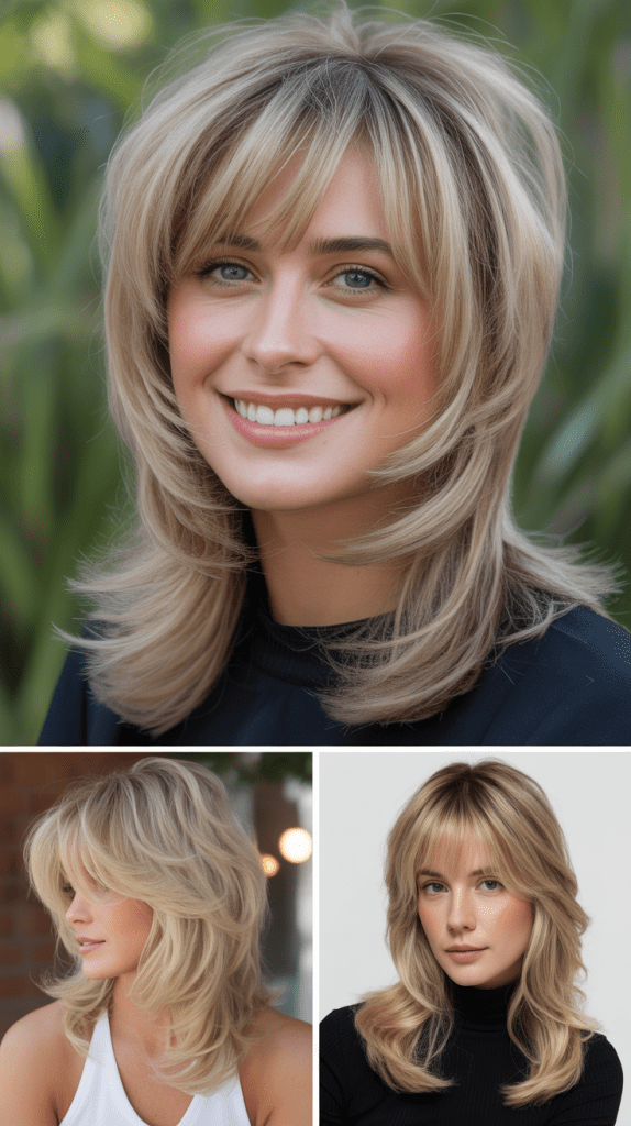 Feathered Layers with Long Bangs
