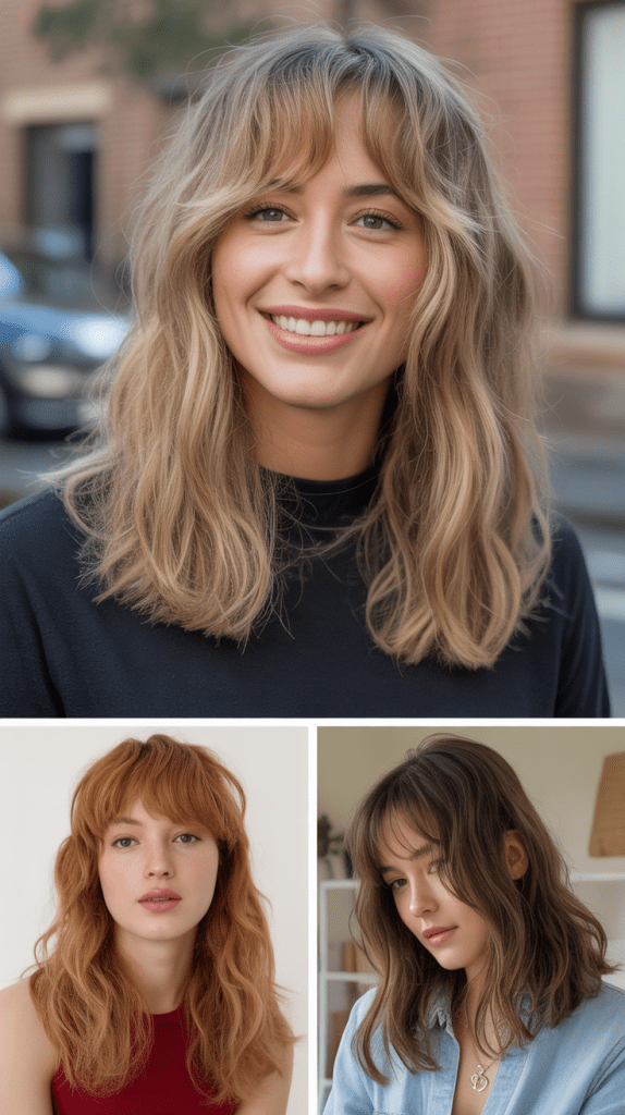 Medium Blonde Hair with Disconnected Bangs