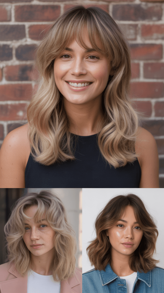 Medium-Length Blonde Hair with Rounded Bangs
