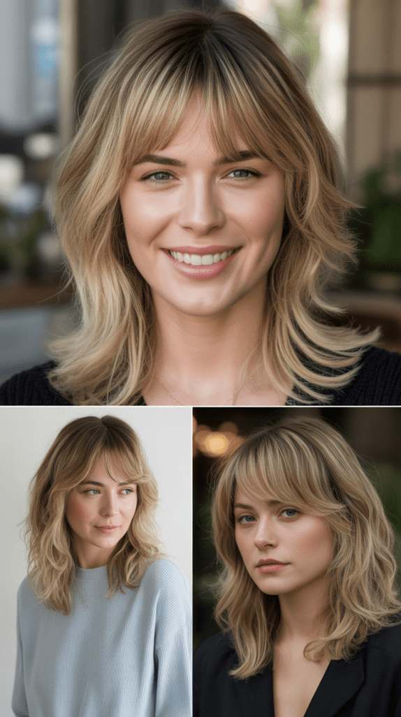 Micro Fringe with Sandy Blonde Highlights