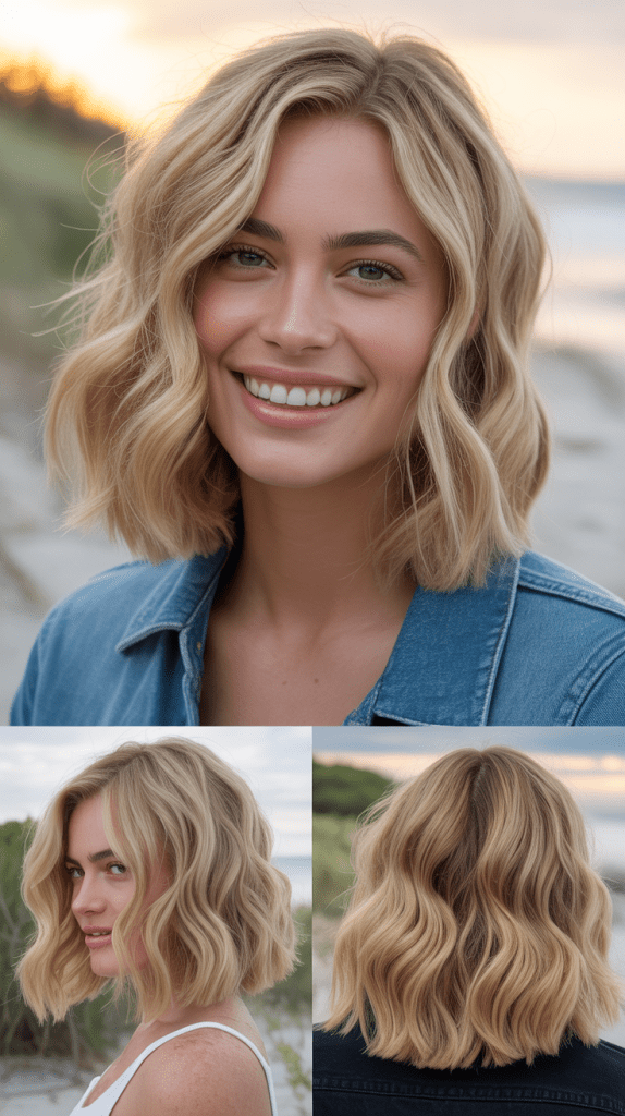 Beachy Waves Blonde Lob with Soft Layers