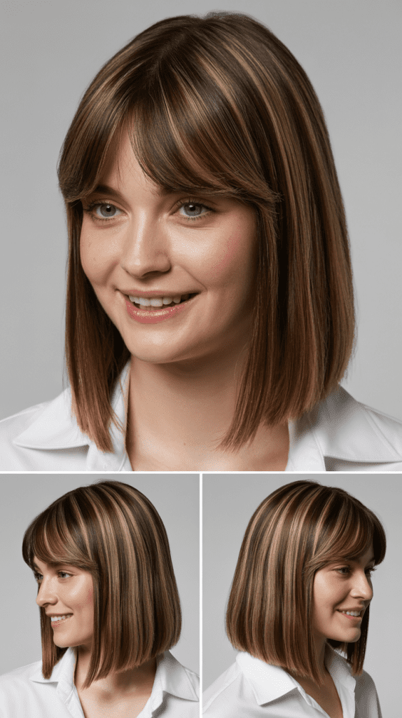Straight Long Bob with Parted Bangs