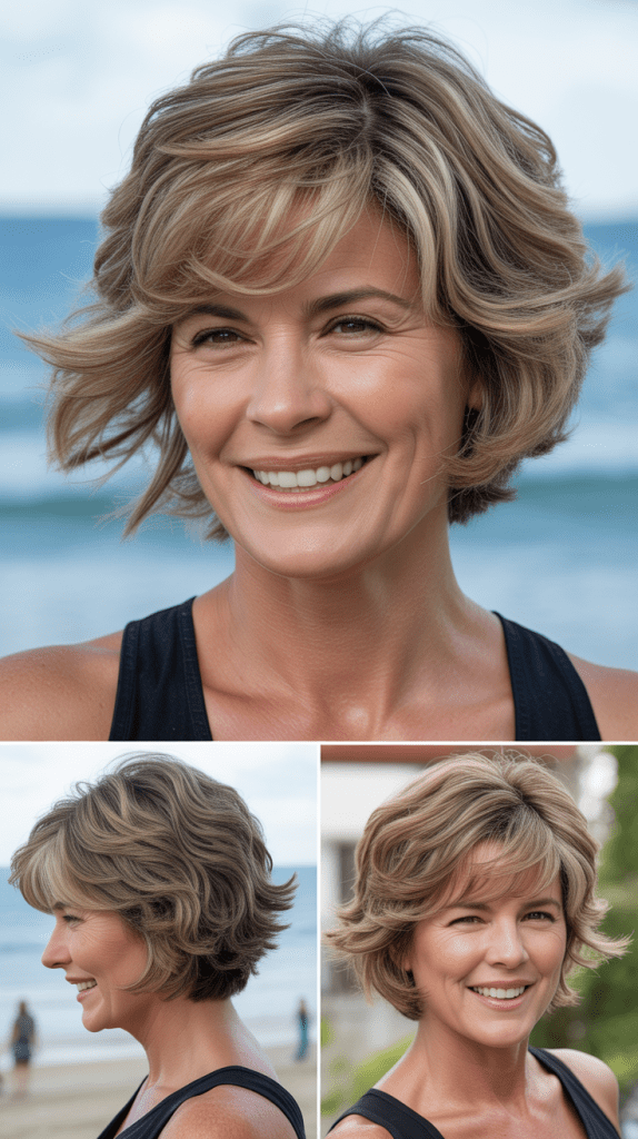 Tousled Layered Bob with Feathered Side Bangs
