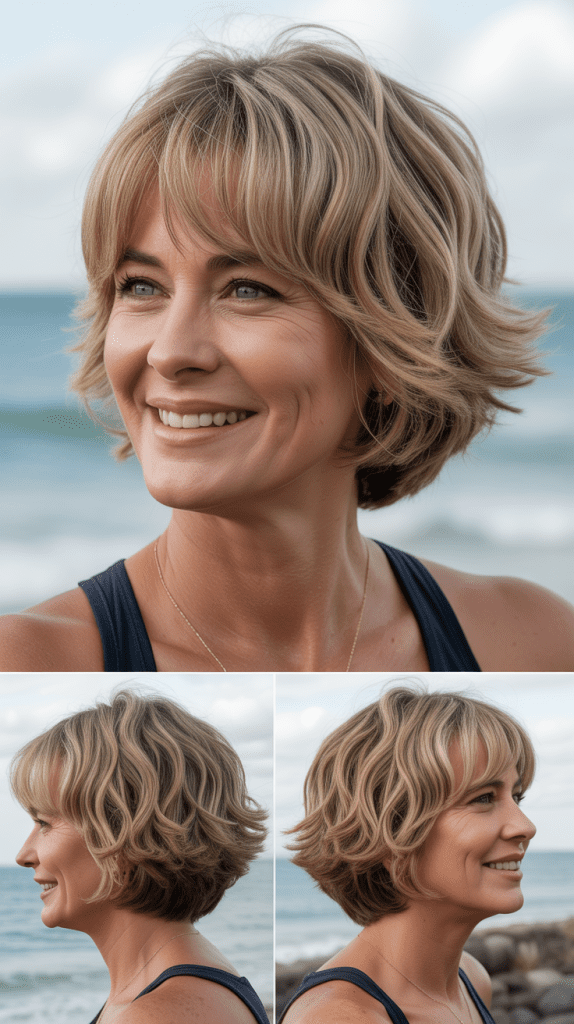 Tousled Layered Bob with Wispy Curtain Bangs
