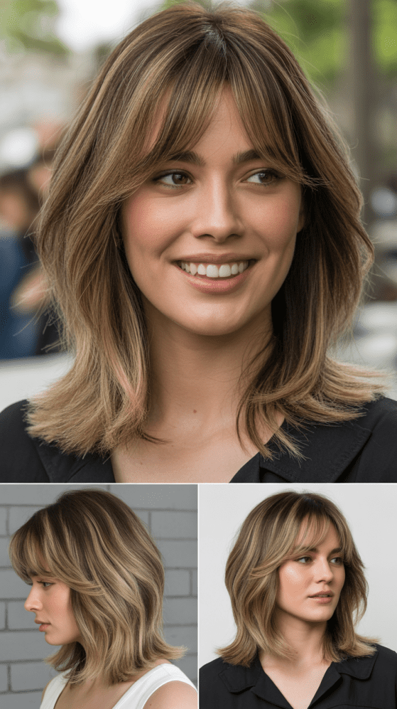 . Shaggy Bangs with Caramel Macchiato Blonde