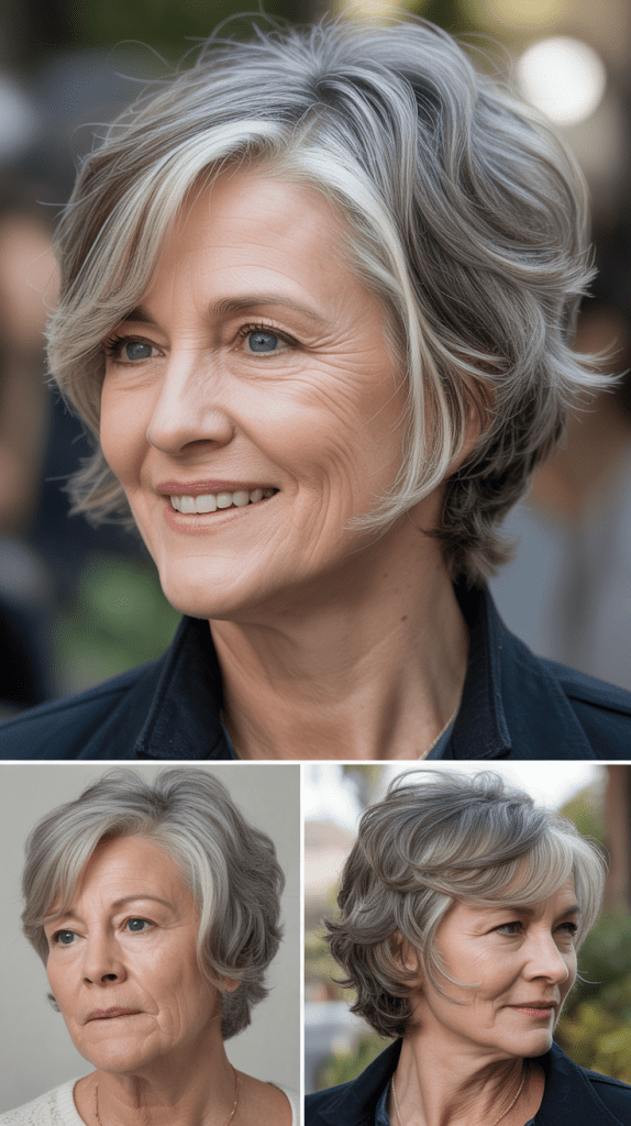 Wavy Lob with Dark Roots