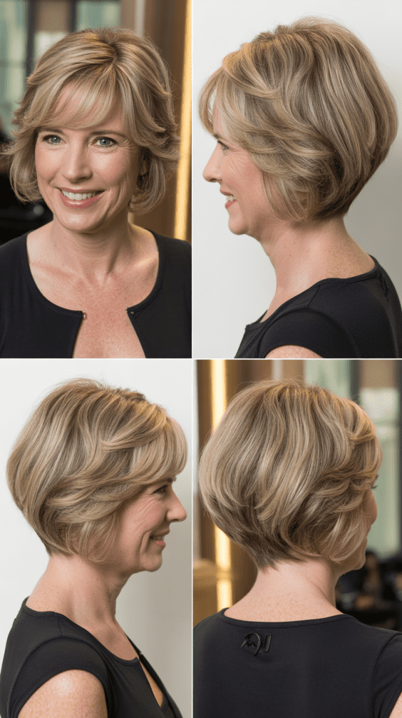 Classic Chin-Length Layered Bob with Wispy Bangs