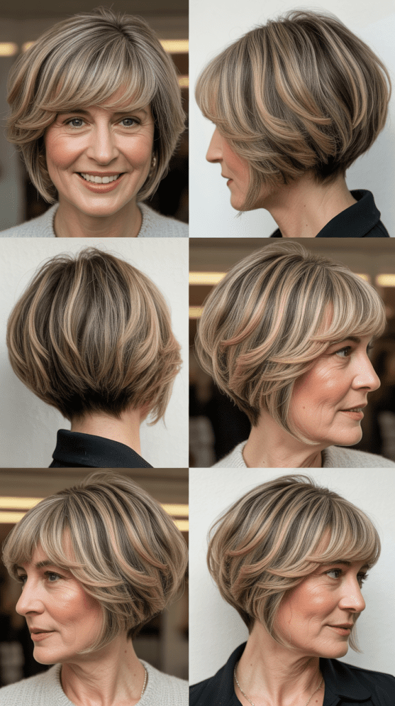 Stacked A-Line Bob with Textured Bangs