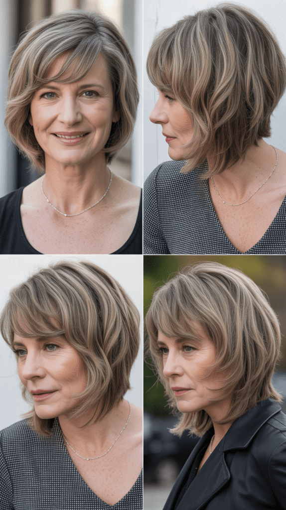 Asymmetrical Layered Bob with Long Side Bangs