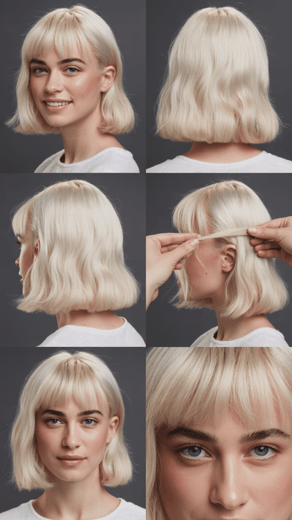 Blunt Micro Bangs with Platinum Blonde Bob
