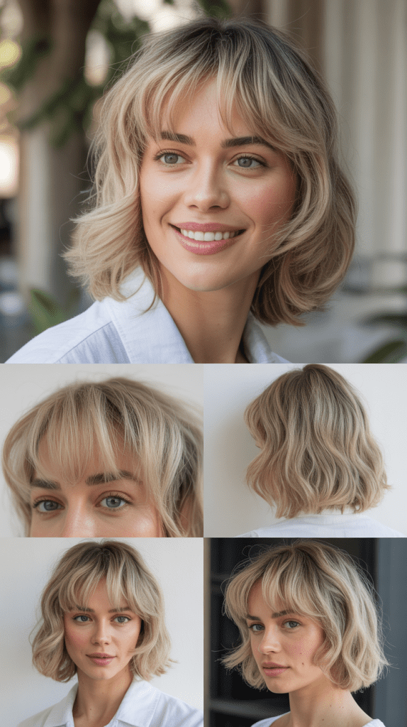 Wispy Micro Bangs with Vanilla Blonde Layered Cut