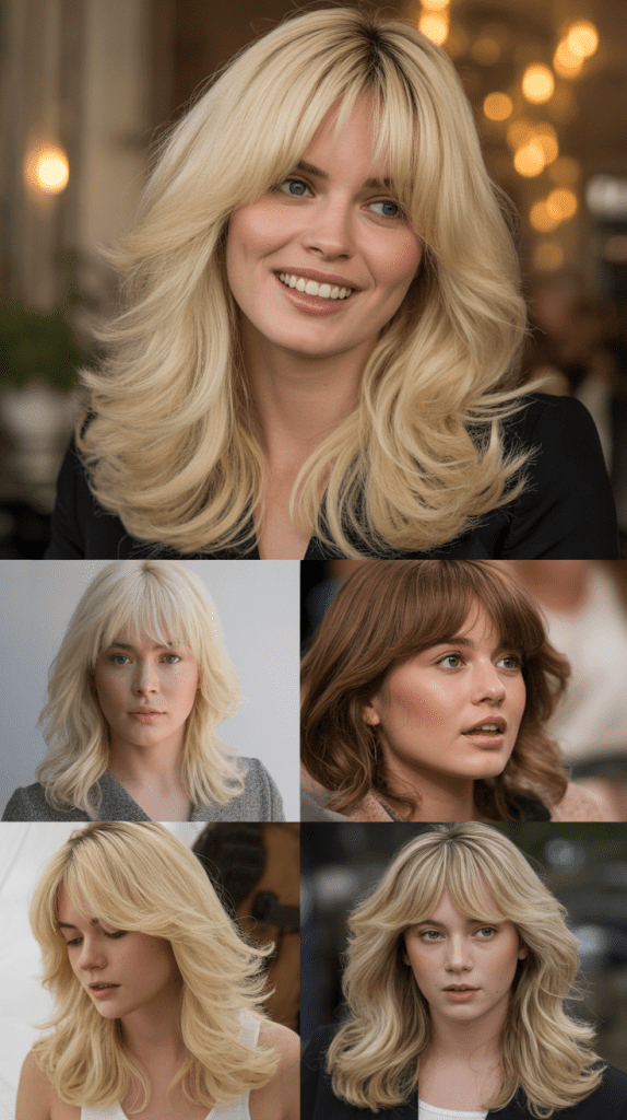 24. Piecey Side Bangs with Champagne Blonde Ombre