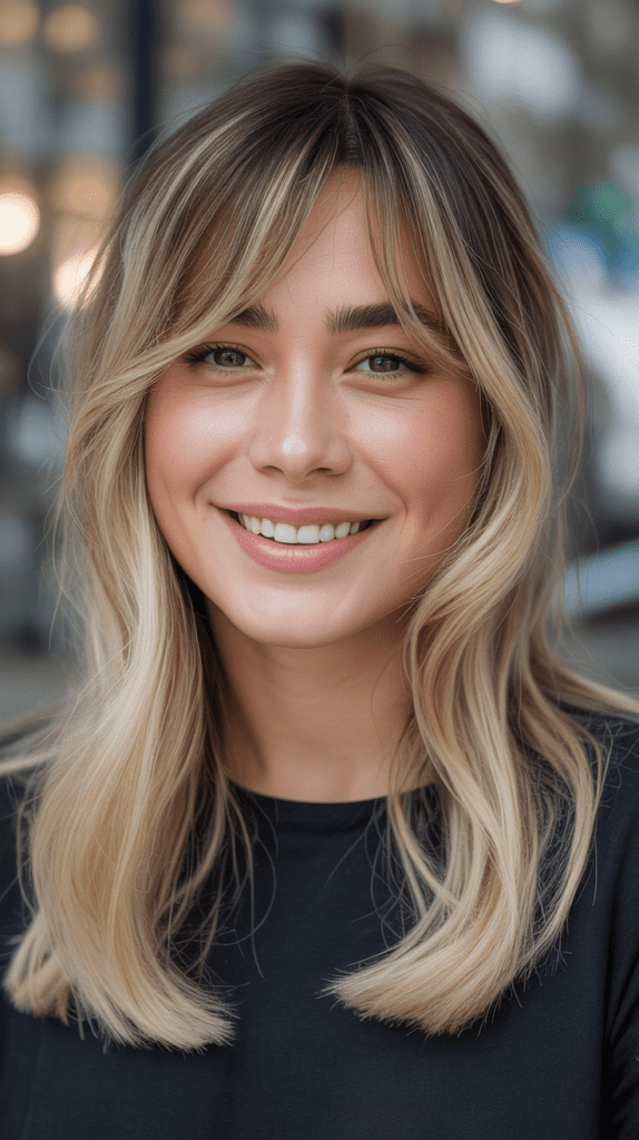 Feathered Side Fringe with Icy Pearl Blonde