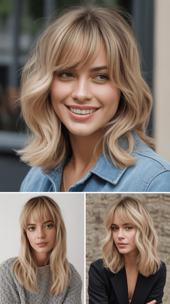 Side-Swept Bangs with Buttery Blonde Layers