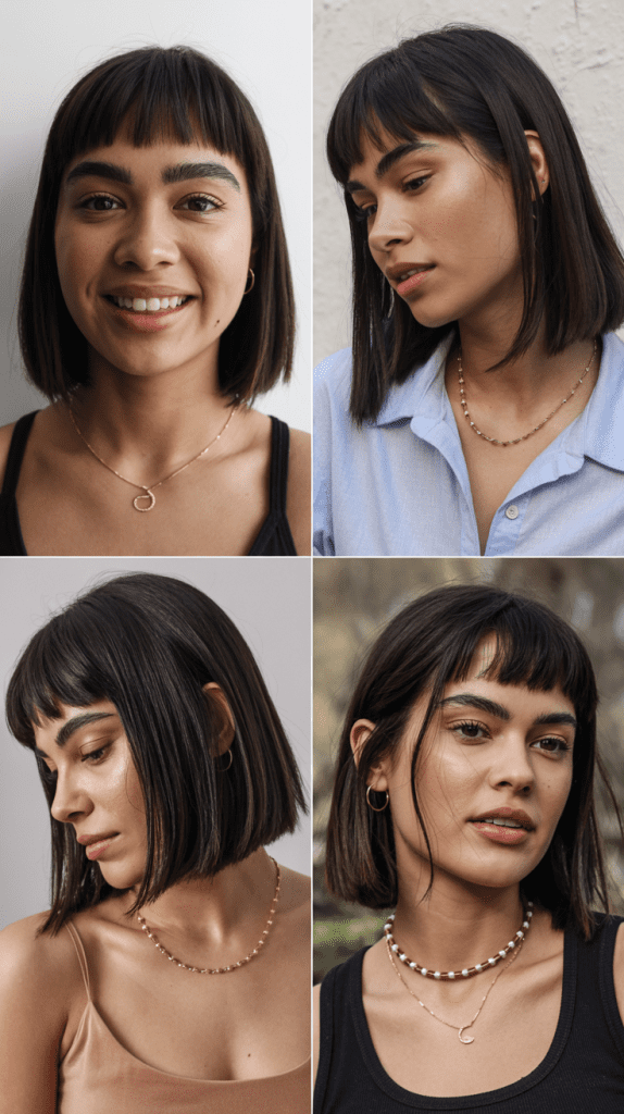 Sleek Long Bob with Micro Bangs