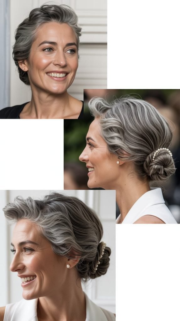 Sophisticated Chignon with Gray Elegance