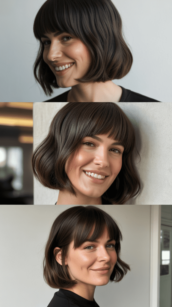 Sleek Lob With Angled Bangs
