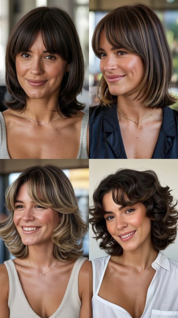  Collarbone-Length Cut With Curtain Bangs And Face-Framing Layers