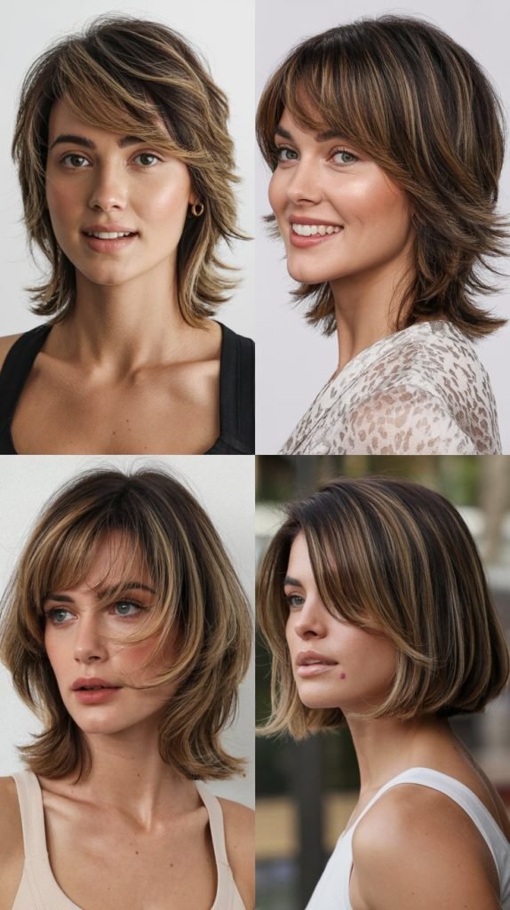  Razored Medium Cut with Wispy Side Bangs