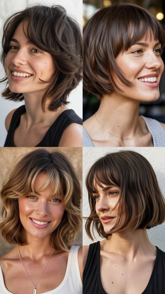  Textured Long Bob With Wispy Bangs