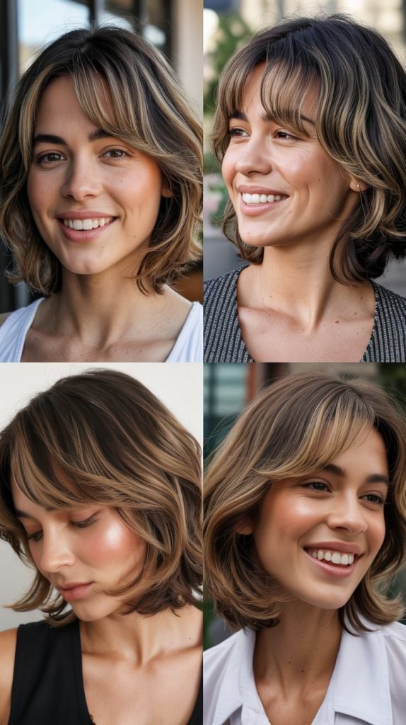 . Asymmetrical Lob With Curtain Bangs