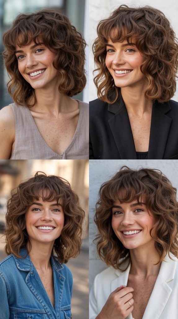  Textured Waves with Arched Bangs