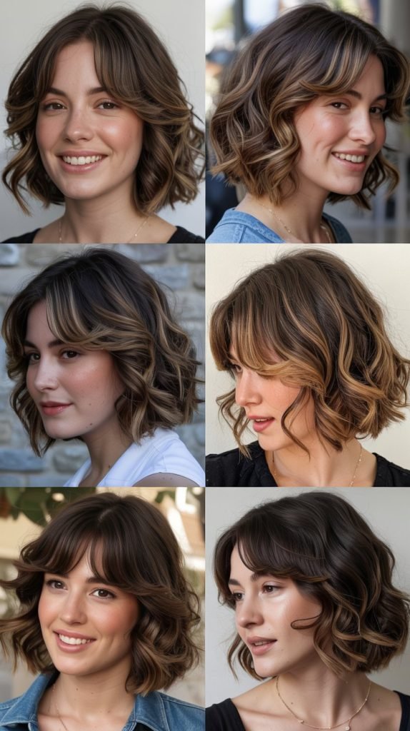  Wavy Bob With Long Curtain Bangs