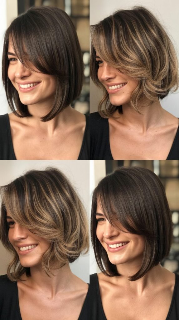  Asymmetrical Long Bob With Side-Swept Bangs
