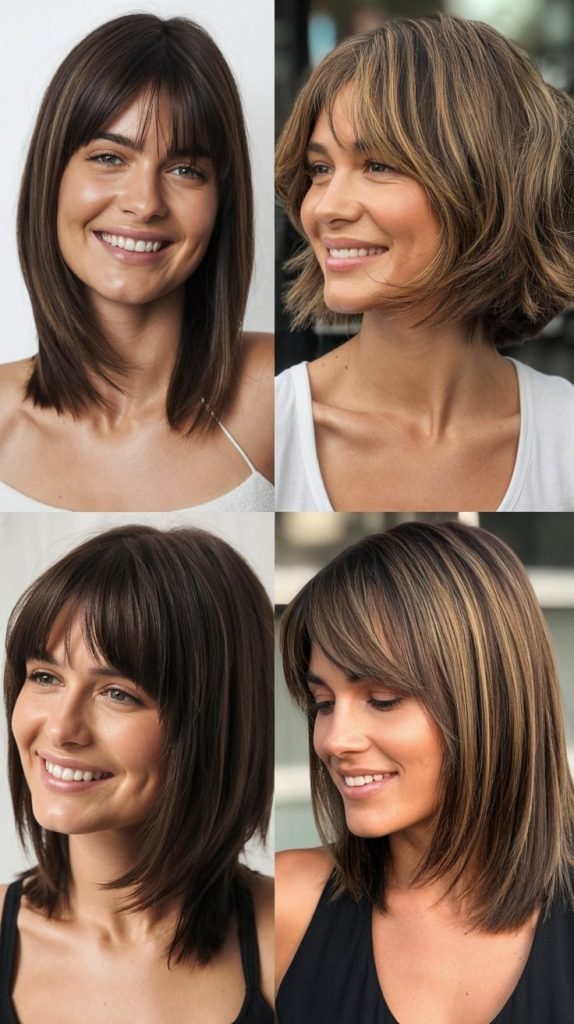  Razor-Cut Long Bob With Textured Bangs