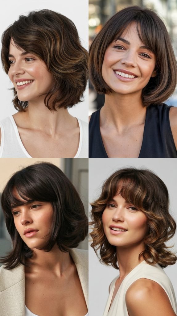 Soft Layered Bob With Curtain Bangs
