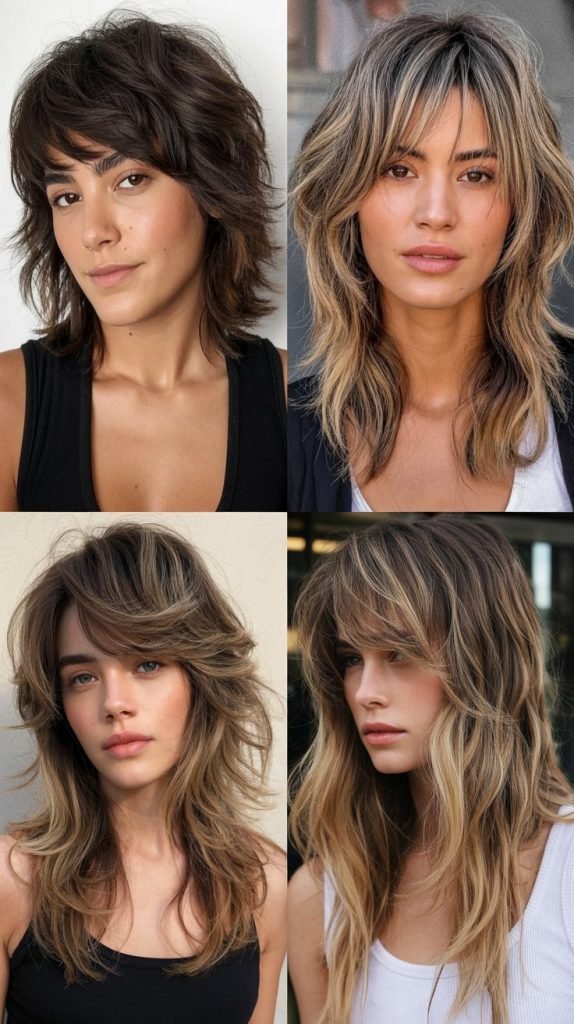 Bohemian Wolf Cut With Long Wispy Bangs