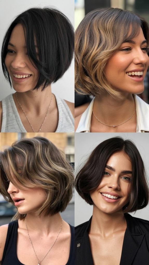  Asymmetrical Bob with Long Side Bangs