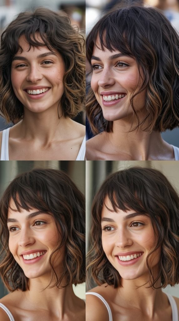 Textured Lob with Piecey Micro-Bangs