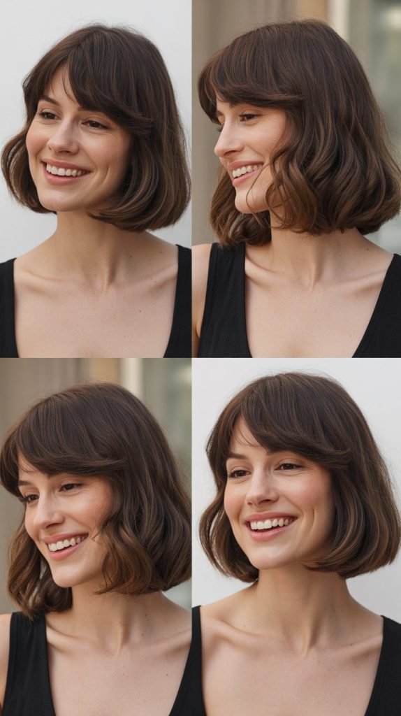  A-Line Medium Bob With Wispy Bangs