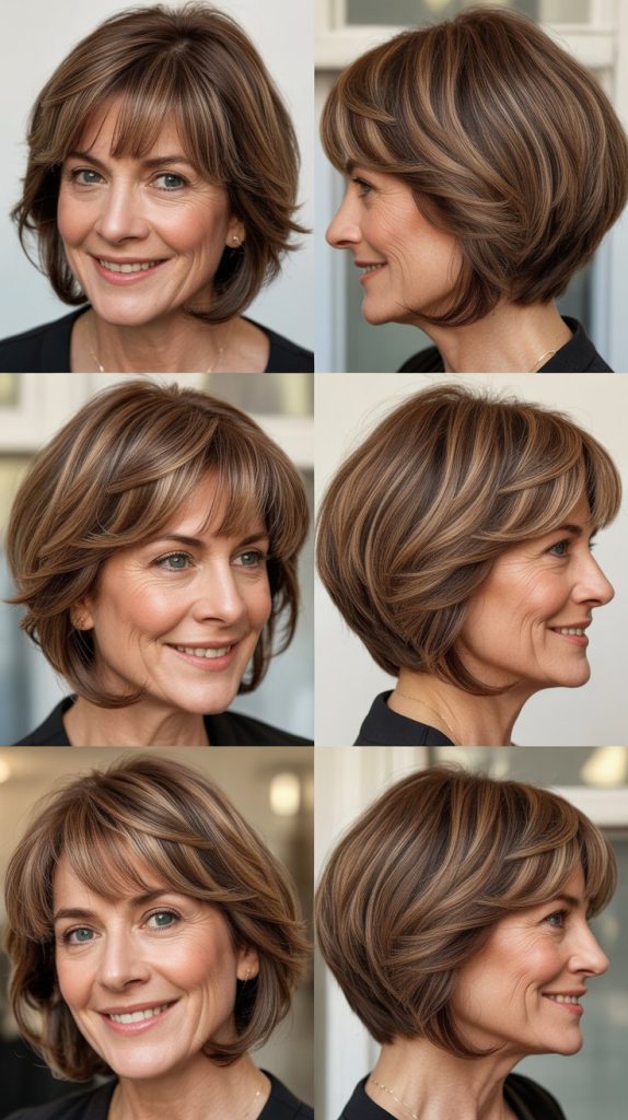 Angled Lob with Piecey Bangs