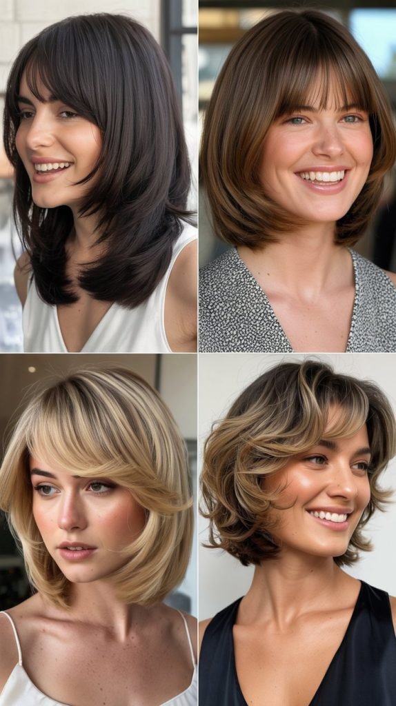 Layered Long Bob With Curtain Bangs