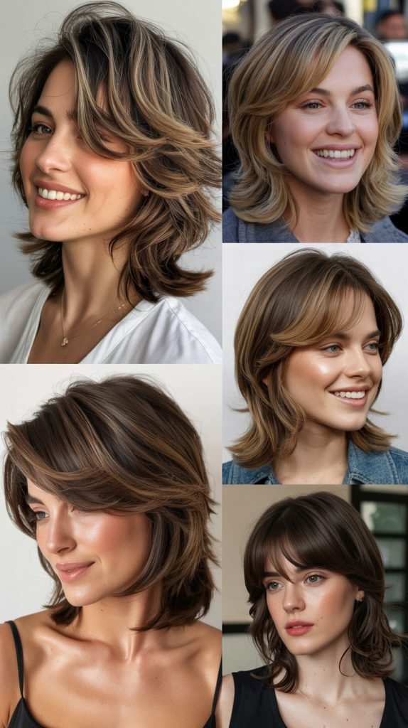  Textured Collarbone Cut with Wispy Asymmetric Bangs