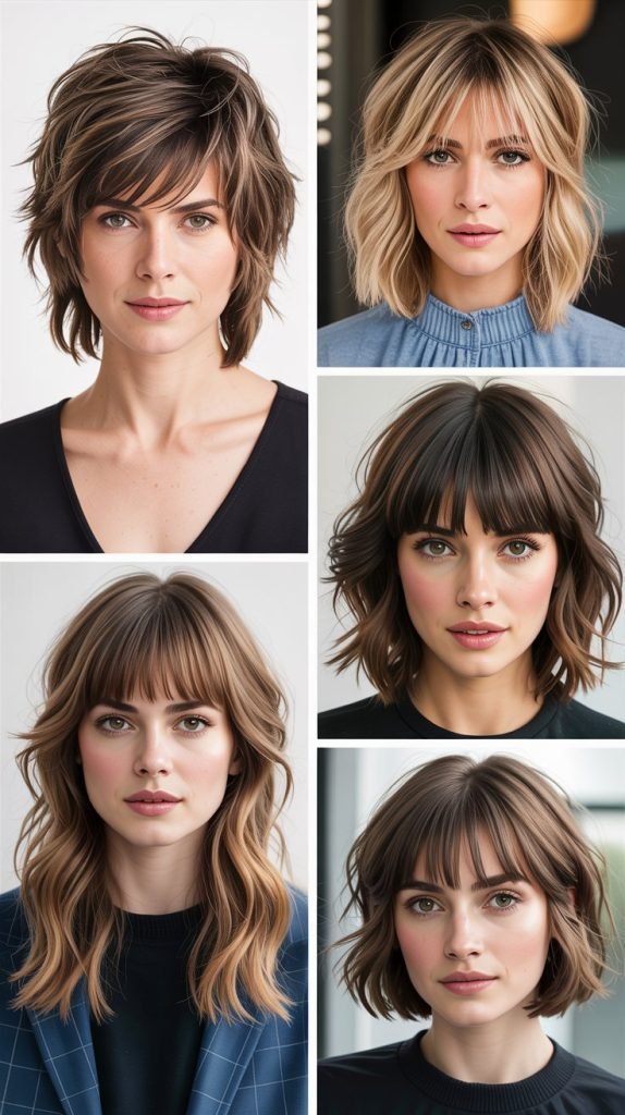 . Classic Shaggy Wolf Cut With Curtain Bangs