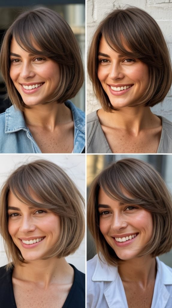 Layered Medium Bob with Long Side Bangs