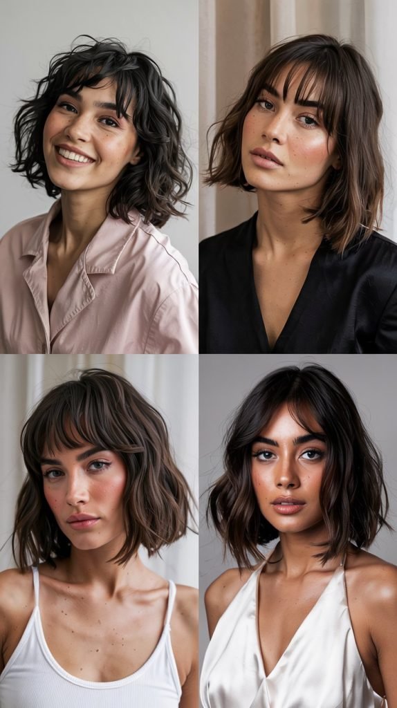  Graduated Lob With Curtain Bangs