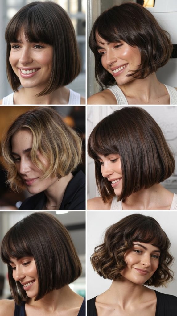 Sleek A-Line Bob with Curtain Bangs