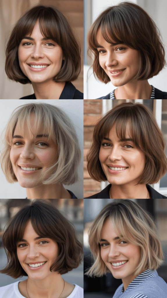 Bob With Curtain Bangs And Face-Framing Layers